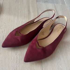 Express Women's Wine Pointed Slingback Flats